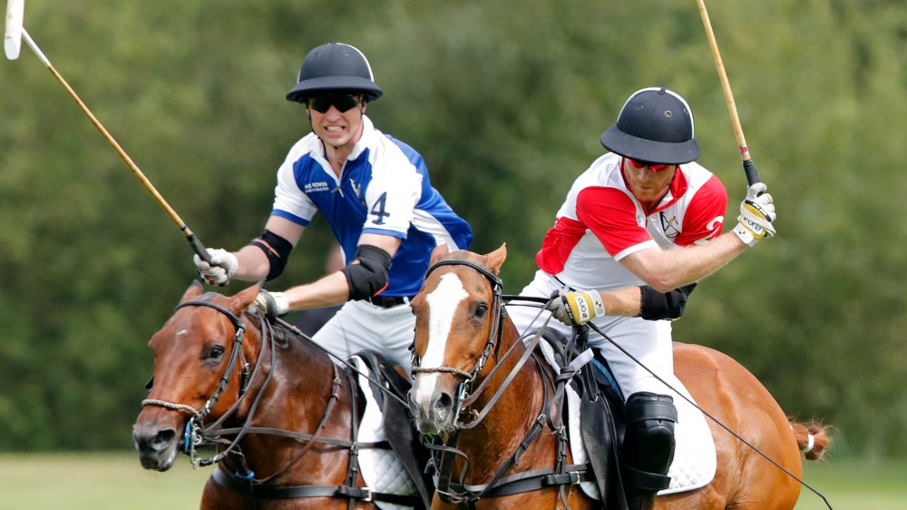 Prince William and Prince Harry playing polo