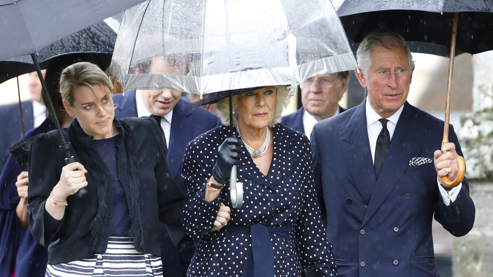 Laura Lopes, Camilla Parker Bowles, Prince Charles at the funeral of Mark Shand