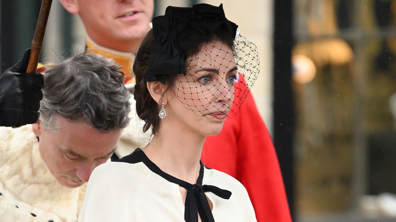 Rose Hanbury wearing black birdcage veil