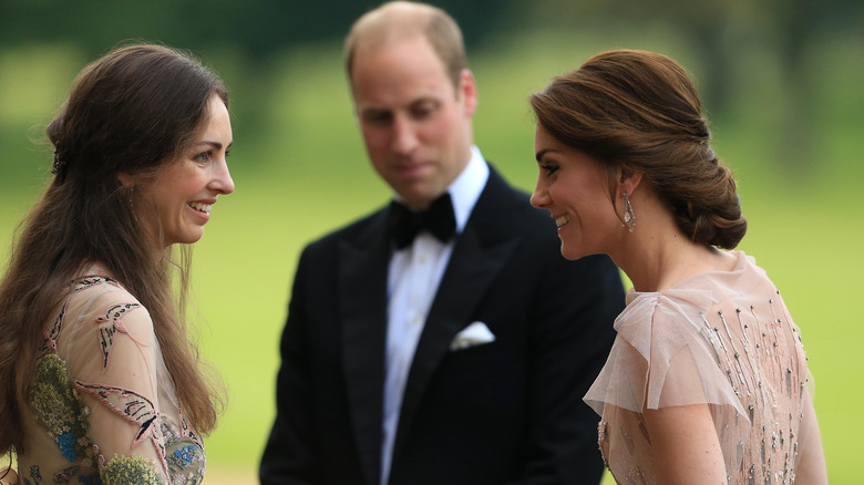 Rose Hanbury, Prince William, & Princess Catherine greeting each other