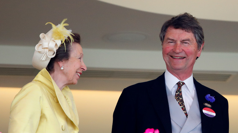 Princess Anne smiling at Timothy Laurence