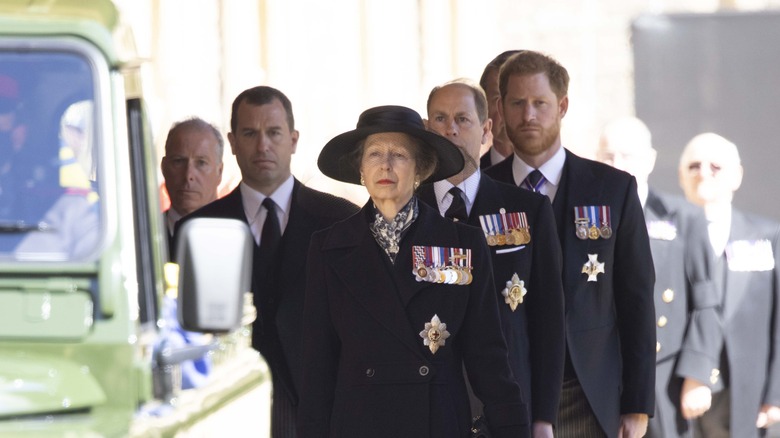 Members of the royal family at Prince Philip's funeral 