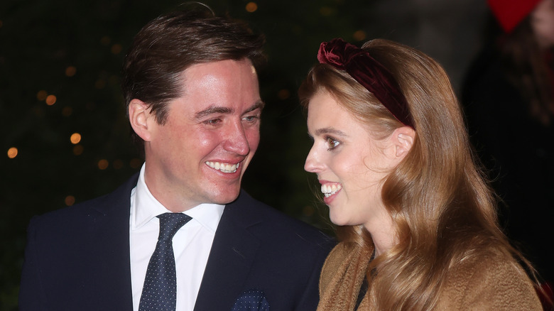 Edoardo Mapelli Mozzi and Princess Beatrice with big smiles