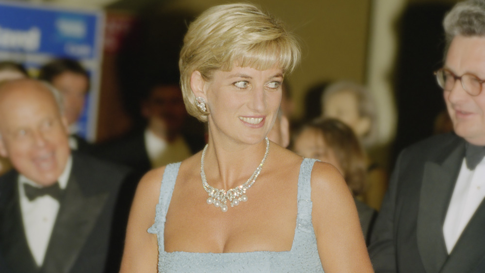 Princess Diana in a blue dress