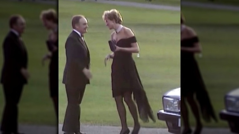 Princess Diana wearing black dress