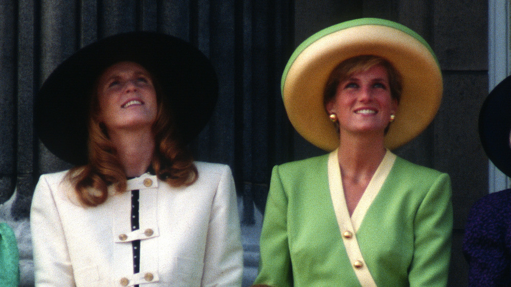 Sarah Ferguson and Princess Diana wearing bold outfits