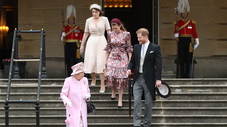 Princesses Eugenie, Beatrice, Queen Elizabeth, Prince Harry