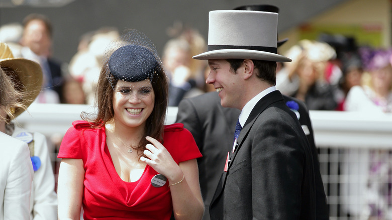 Jack Brooksbank and Princess Eugenie laughing