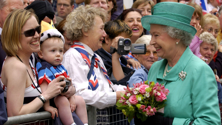 Queen Elizabeth greeting people during the Golden Jubilee