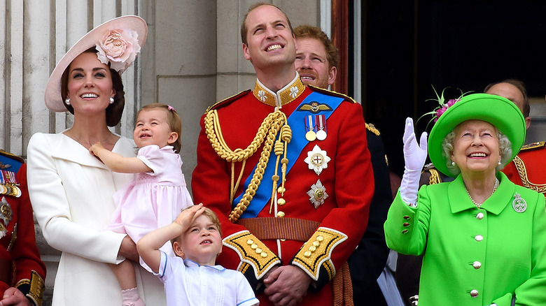 Queen Elizabeth with Kate and William