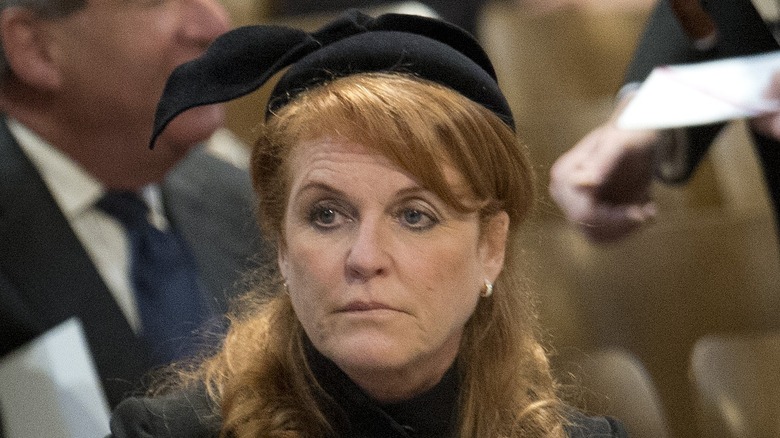 Sarah Ferguson looks despondent at the queen's funeral