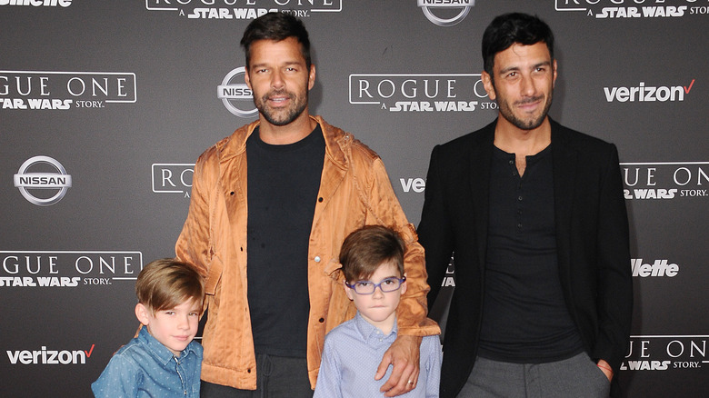 Ricky Martin and Jwan Yosef with their kids