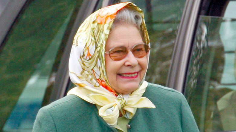 Queen Elizabeth II in headscarf