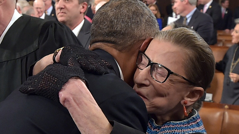 Barack Obama hugging Ruth Bader Ginsburg