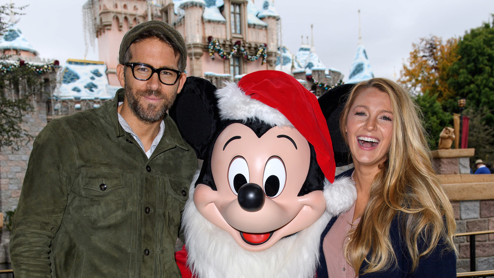 Ryan Reynolds and Blake Lively with Mickey Mouse