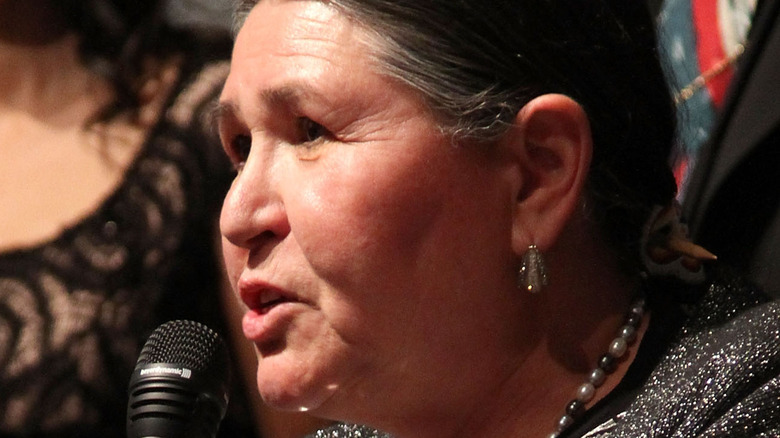 Sacheen Littlefeather speaking closeup