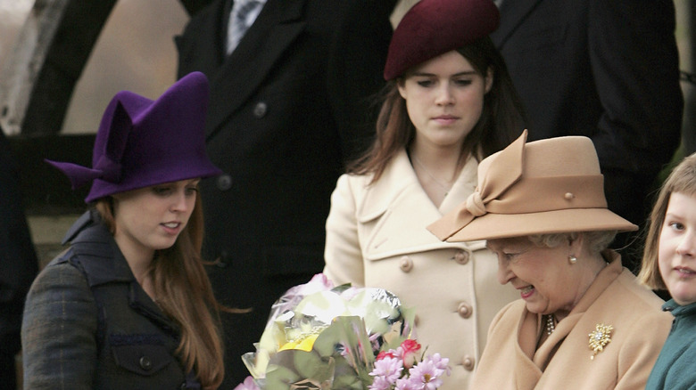 Princesses Eugenie and Beatrice with the queen 