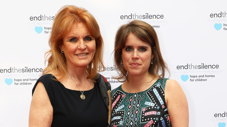 Sarah Ferguson and Princess Eugenie posing 