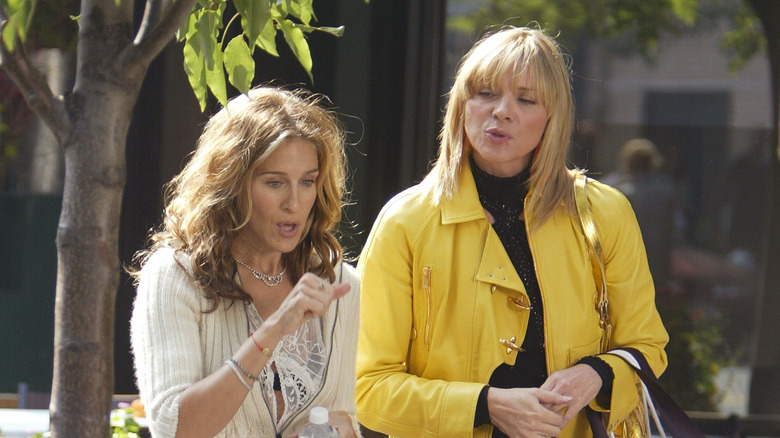 Sarah Jessica Parker and Kim Cattrall filming