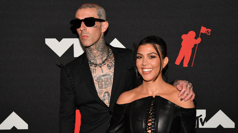 Kourtney Kardashian and Travis Barker at the VMAs. 