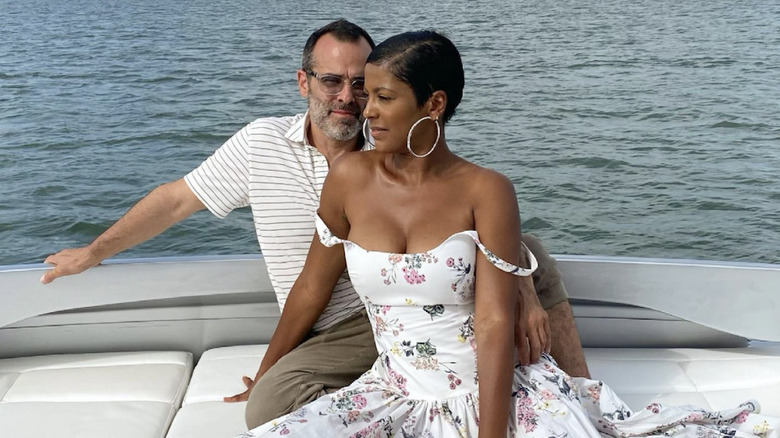 Tamron Hall and Steven Greener on a boat