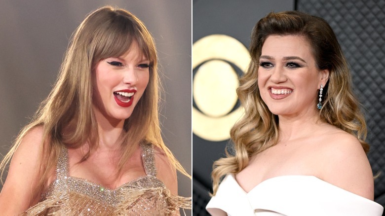 Taylor Swift singing & Kelly Clarkson smiling