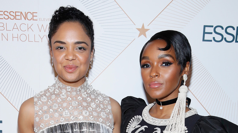 Tessa Thompson and Janelle Monae posing