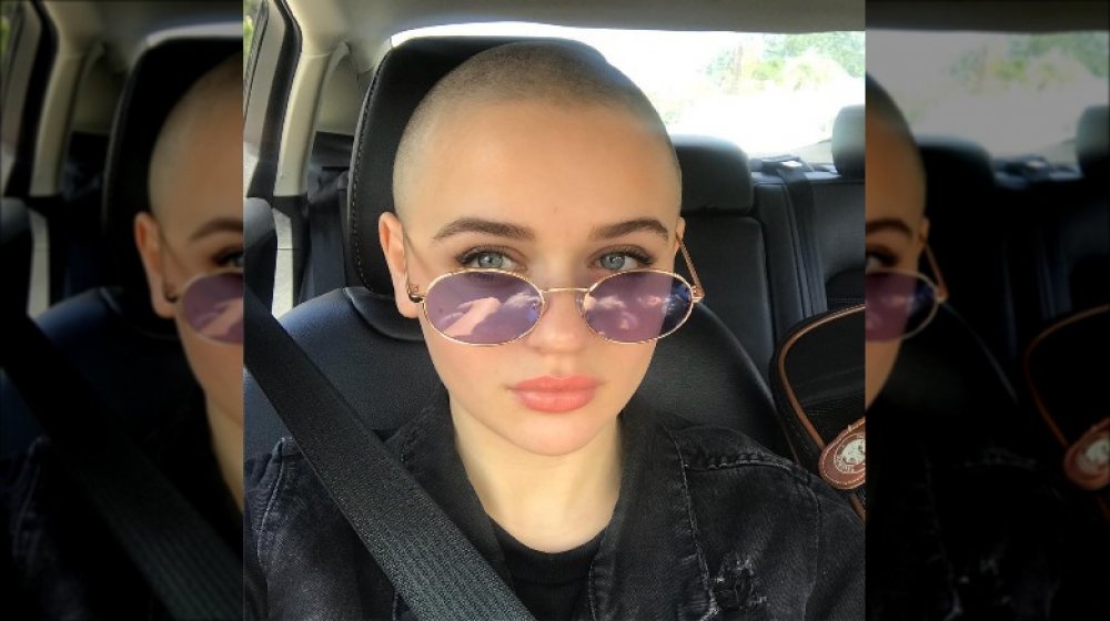 Joey King with her head shaved