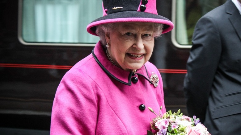 Queen Elizabeth with flowers