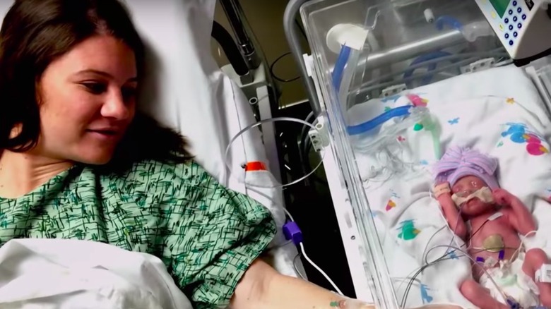 Danielle Busby in the NICU with the quints on OutDaughtered