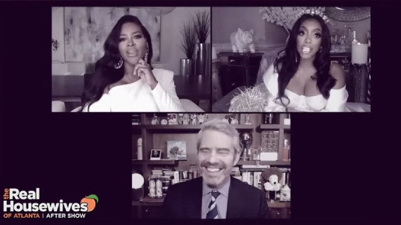 Porsha Williams talks to Kenya Moore and Andy Cohen