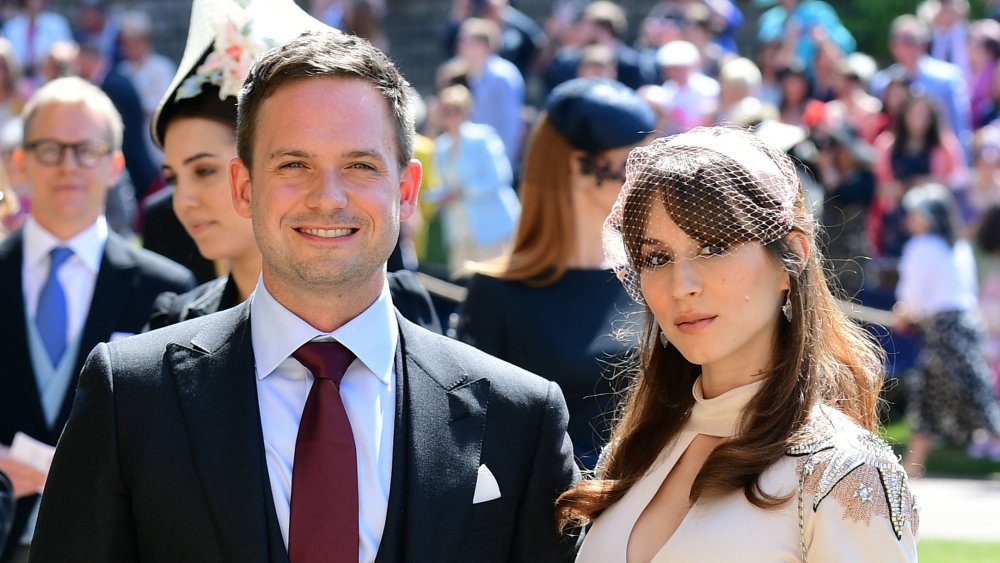 Troian Bellisario and Patrick J. Adams at the royal wedding 