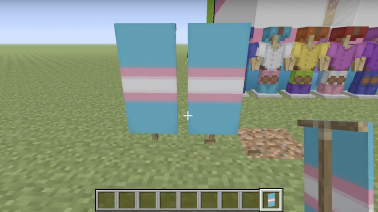 The Transgender Pride flag in Minecraft