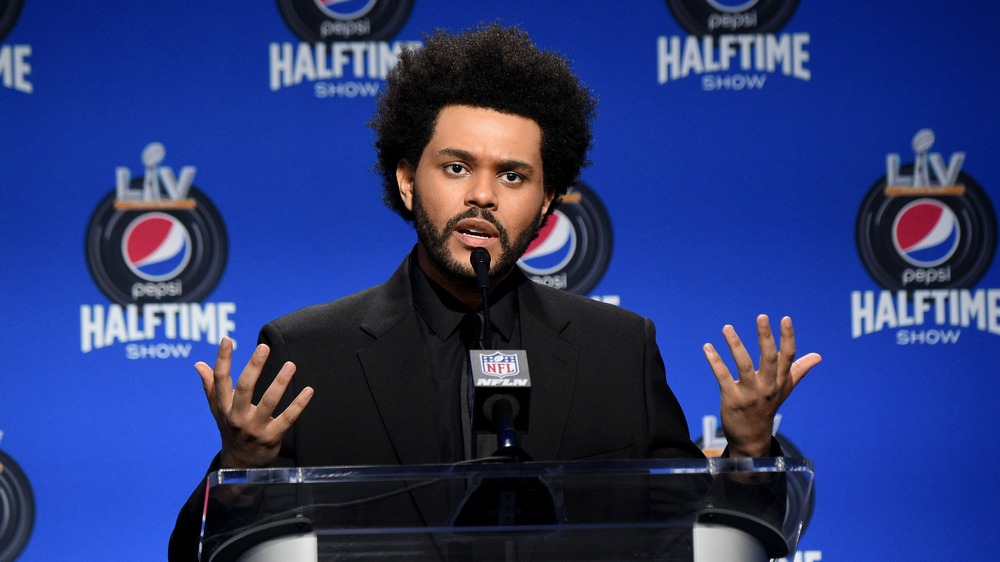 The Weeknd at a Super Bowl presser