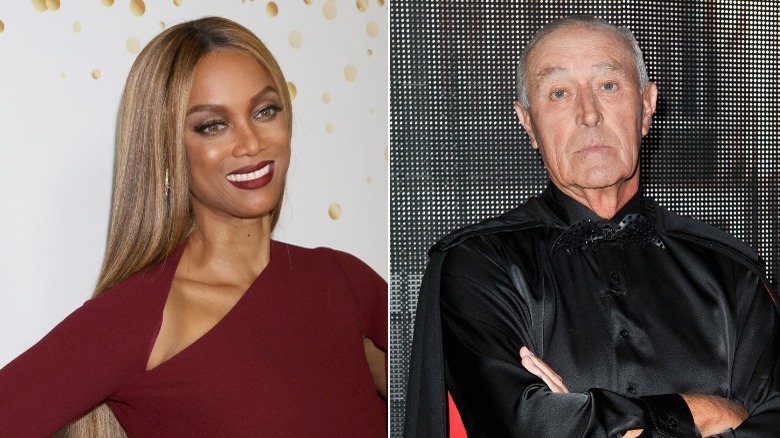 Split image of Tyra Banks and Len Goodman smiling