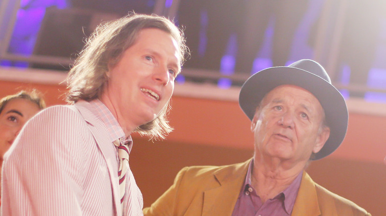 Wes Anderson with Bill Murray in hat