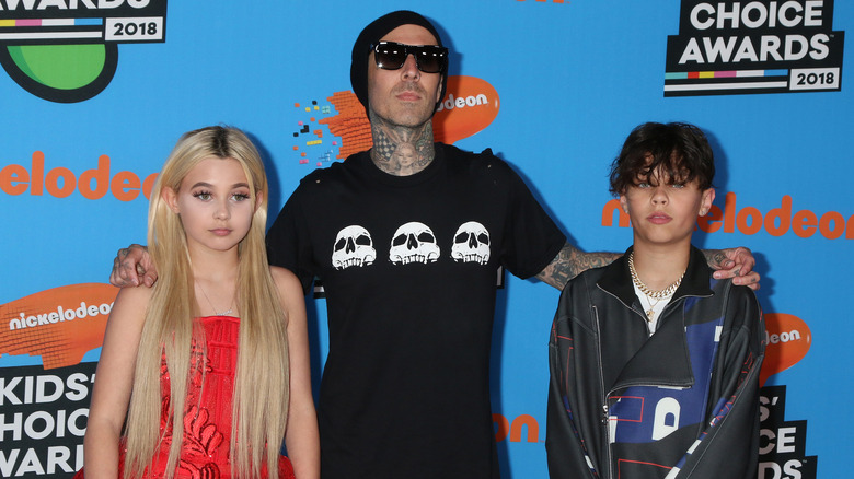 Travis Barker and kids in 2018