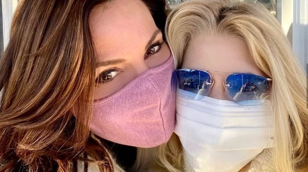LuAnn de Lesseps and Ramona Singer wear face masks
