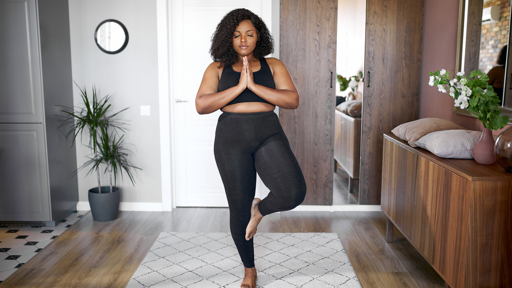 A woman doing yoga