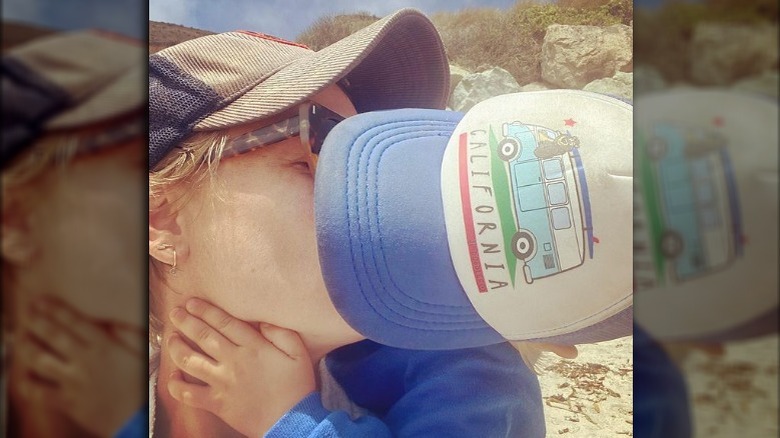 Yvonne Strahovski kissing son