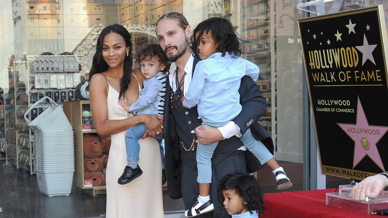 Zoe Saldana and family attend her induction into the Hollywood Walk of Fame