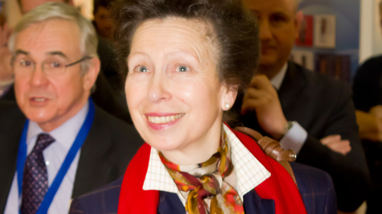 Princess Anne looking up and smiling 