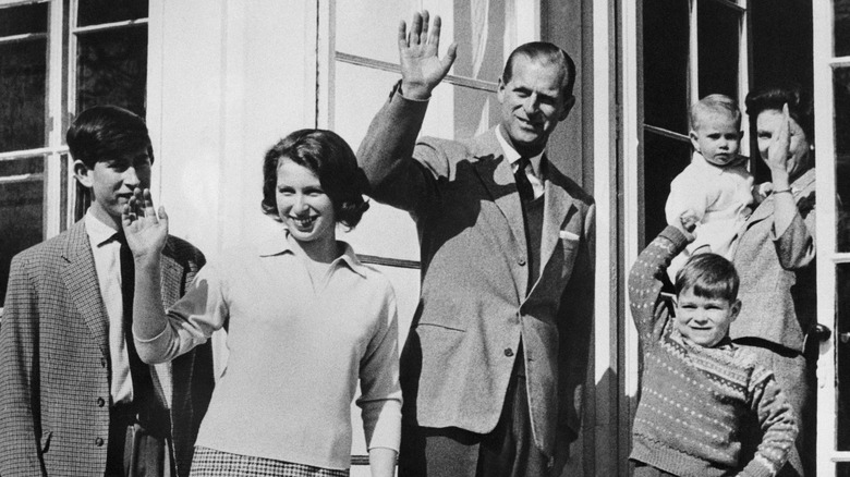 Queen Elizabeth and Prince Philip with their four kids