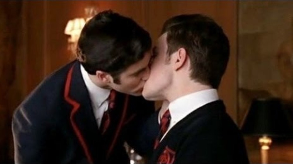 Blaine and Kurt kissing in Glee