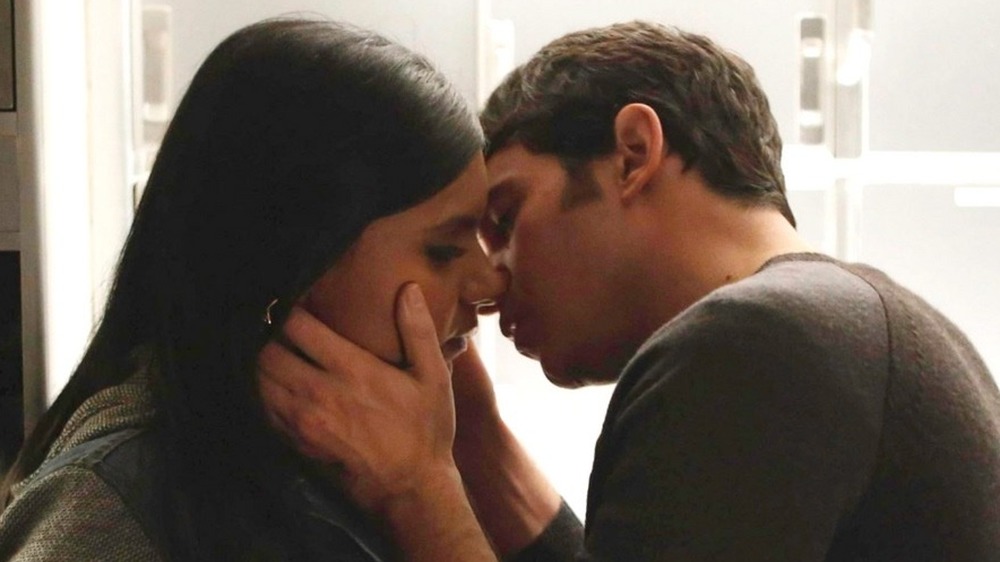  Mindy and Danny about to kiss in The Mindy Project