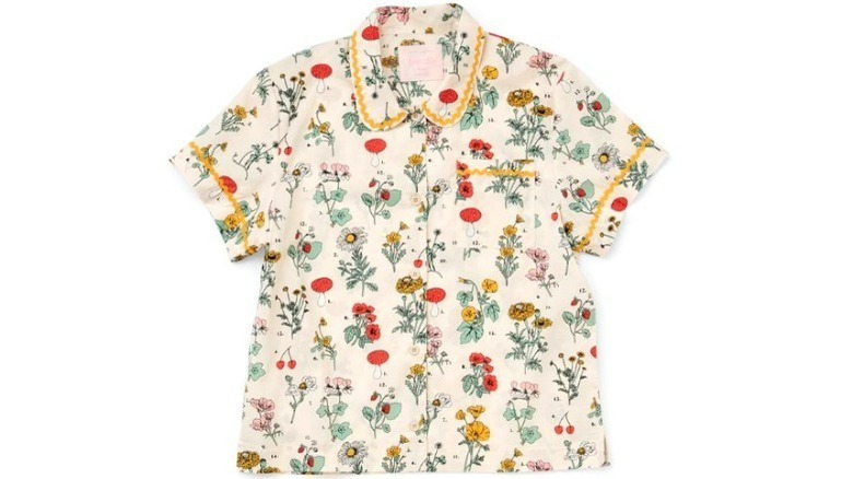 Short-sleeve button down with botanical print
