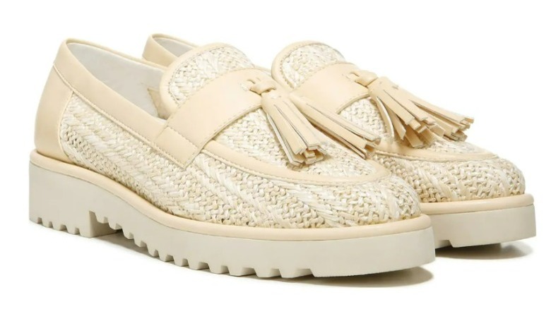 Cream colored raffia loafers