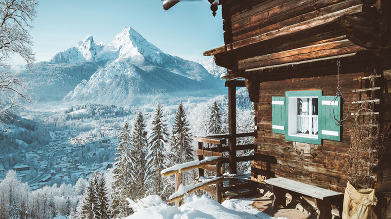 A beautiful ski lodge in the mountains 