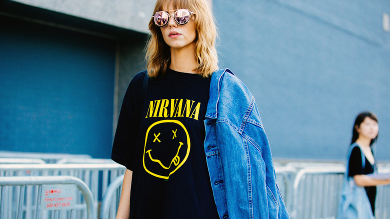 model in nirvana t shirt 