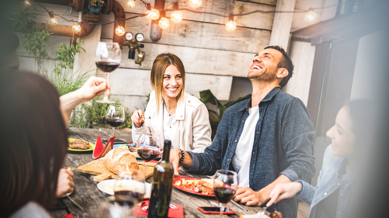 Friends enjoying a meal together 